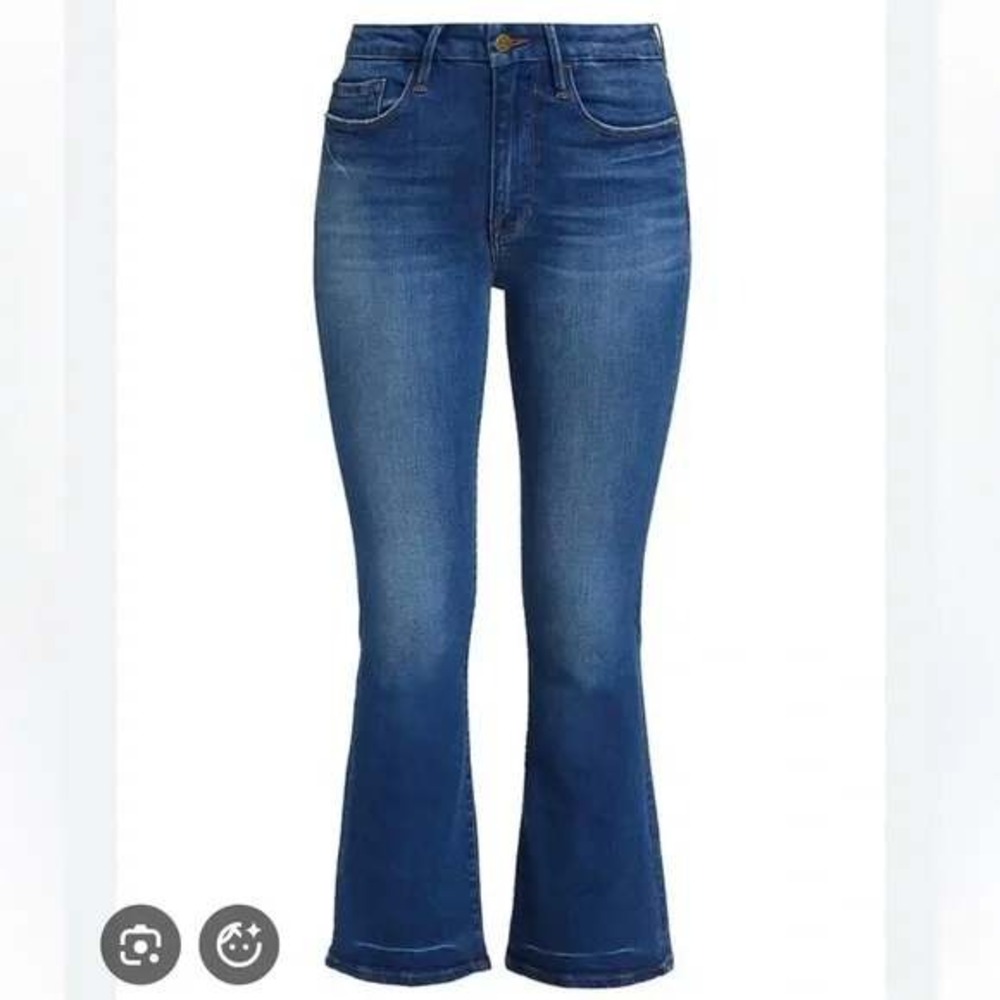 Frame Le Crop Mini Boot‎ Jeans Siena Blue High Rise Cropped Flare Size 27